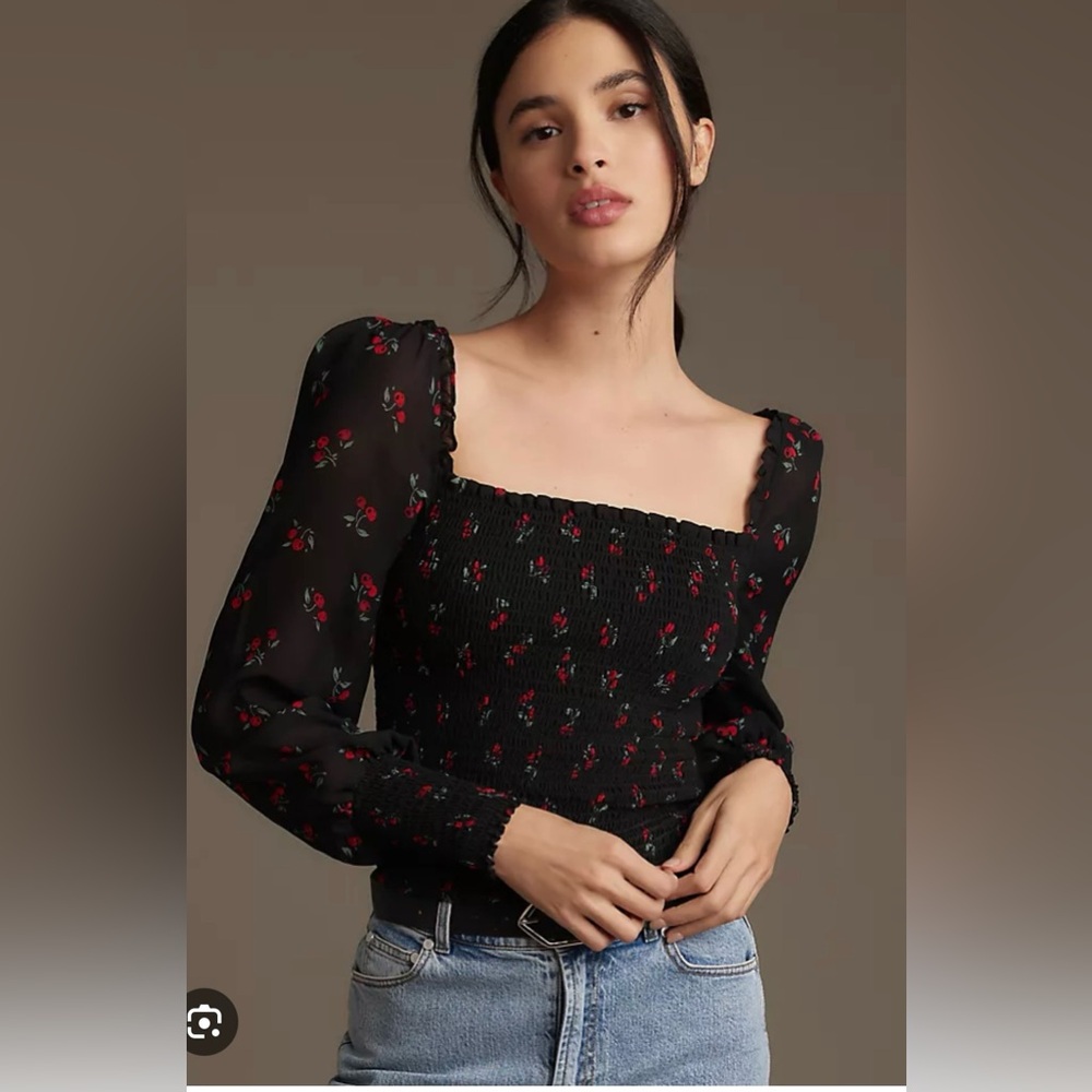 Reformation Pinto Long-Sleeve Square Top